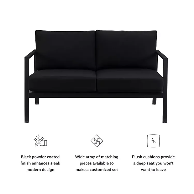 Kirklands Home Sunbrella Cushions Holland Outdoor Loveseat Black Clearance