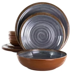 Kirklands Home Black Swirl Melamine 12-pc. Dinnerware Set