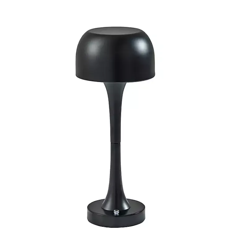 Kirklands Home Tapered Dome Frosted Light Cordless Lamp Black New