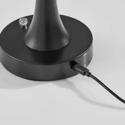 Kirklands Home Tapered Dome Frosted Light Cordless Lamp Black New