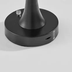 Kirklands Home Tapered Dome Frosted Light Cordless Lamp Black New