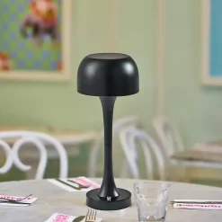Kirklands Home Tapered Dome Frosted Light Cordless Lamp Black New