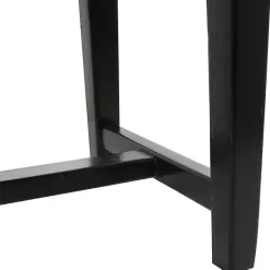 Kirklands Home Teak Wood and Leather Bench Black Outlet