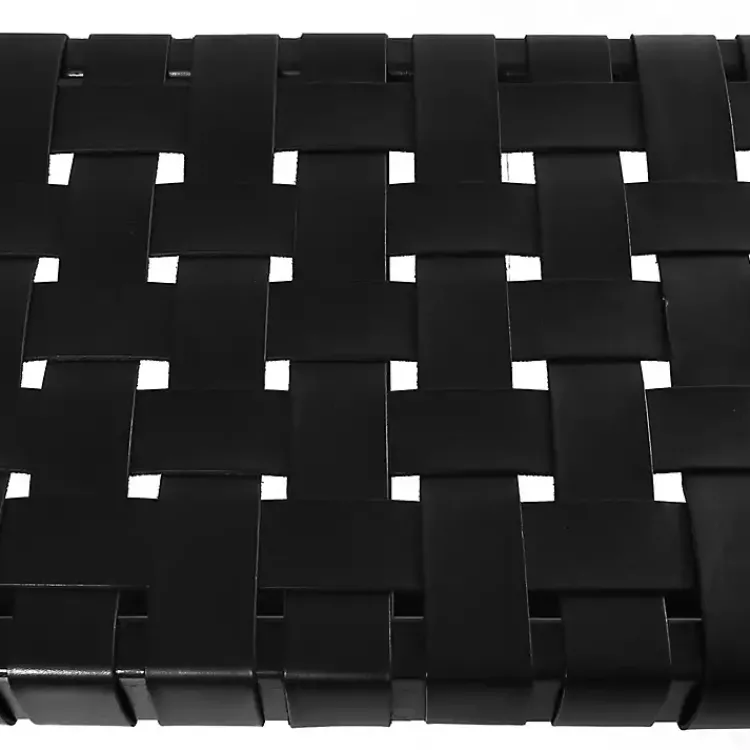 Kirklands Home Teak Wood and Leather Bench Black Outlet