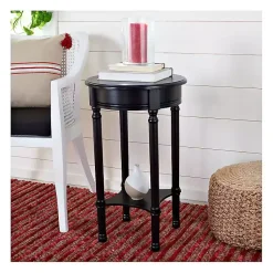 Kirklands Home Tegan Round Accent Table Black Best