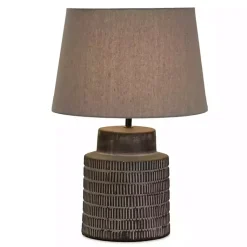 Kirklands Home Black Terracotta Dash Pattern Table Lamp Gray