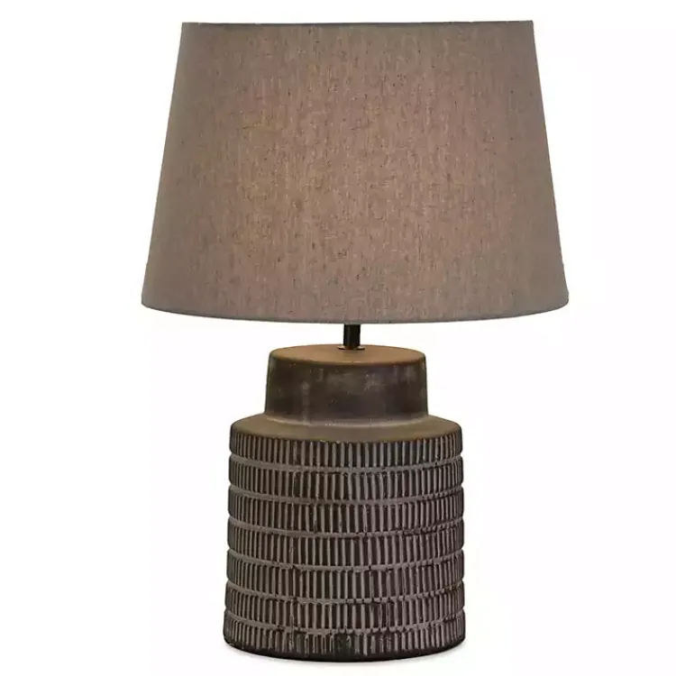 Kirklands Home Black Terracotta Dash Pattern Table Lamp Gray
