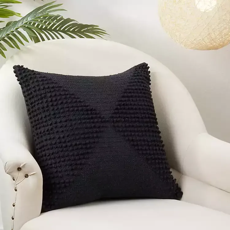 Pillows>Kirklands Home Textured Woven Diamond Throw Pillow Black