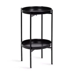 Kirklands Home 2-Tier Foldable Cienna Accent Table Black Hot