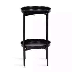 Kirklands Home 2-Tier Foldable Cienna Accent Table Black Hot