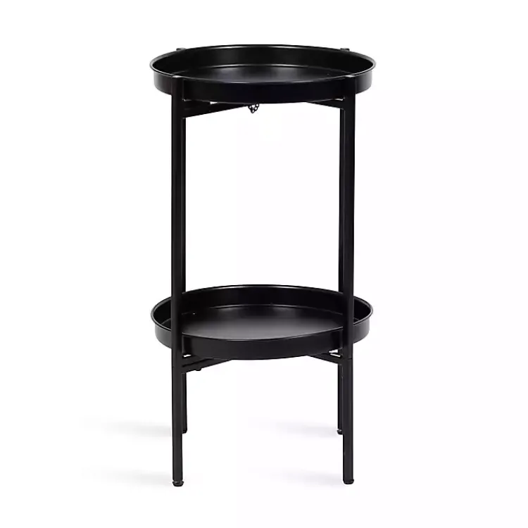 Kirklands Home 2-Tier Foldable Cienna Accent Table Black Hot