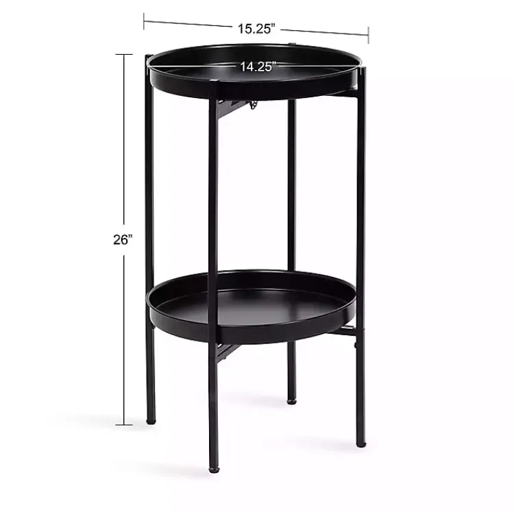Kirklands Home 2-Tier Foldable Cienna Accent Table Black Hot
