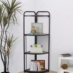 Kirklands Home Black 4-Tier Foldable Corner Shelf Sale