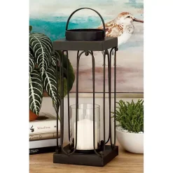 Lanterns>Kirklands Home Tin Open Frame Lanterns, Set of 2 Black