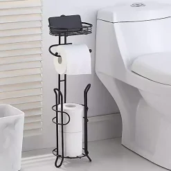 Kirklands Home Toilet Paper Storage Stand with Basket Black Sale
