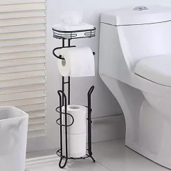 Kirklands Home Toilet Paper Storage Stand with Basket Black Sale