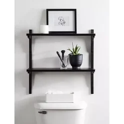Kirklands Home Traditional Two-Tiered Wall Shelf Black Clearance