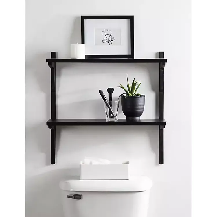 Kirklands Home Traditional Two-Tiered Wall Shelf Black Clearance