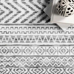 Kirklands Home Black Tribal Geometric Washable Area Rug, 8x10 Best