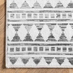 Kirklands Home Black Tribal Geometric Washable Area Rug, 5x8 Hot