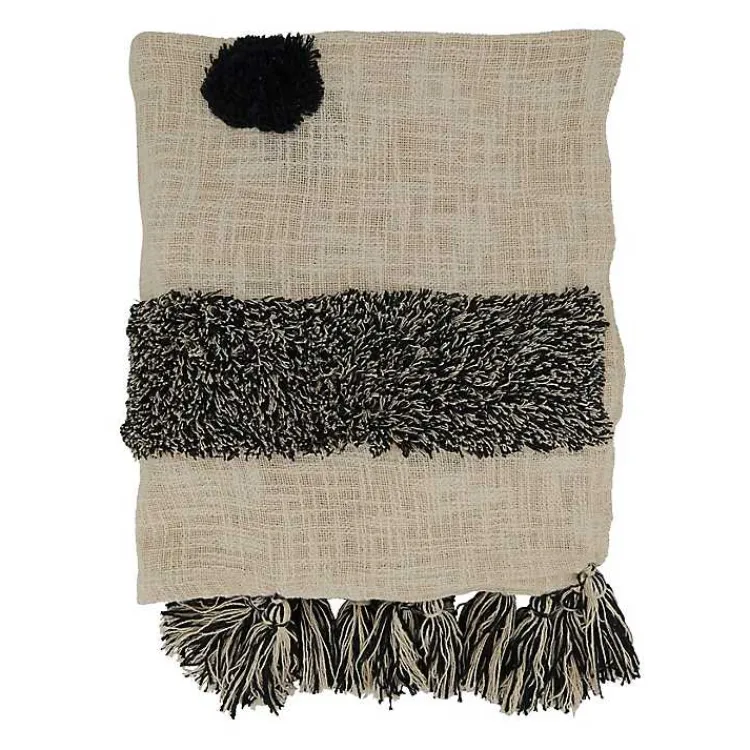 Blankets & Throws>Kirklands Home Black Tufted Dot Throw Blanket