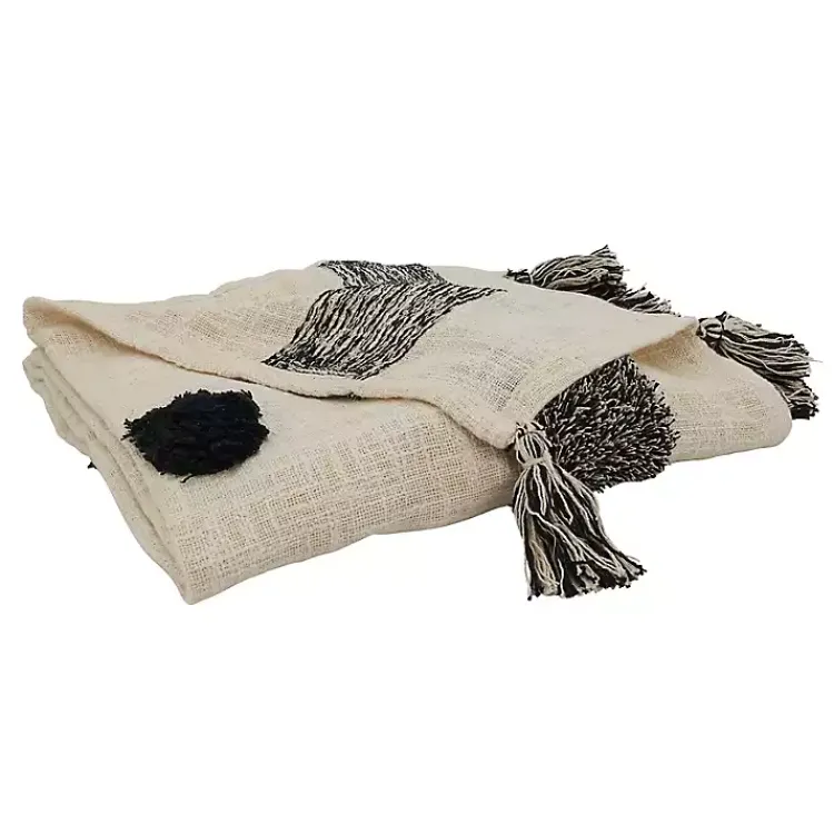 Blankets & Throws>Kirklands Home Black Tufted Dot Throw Blanket