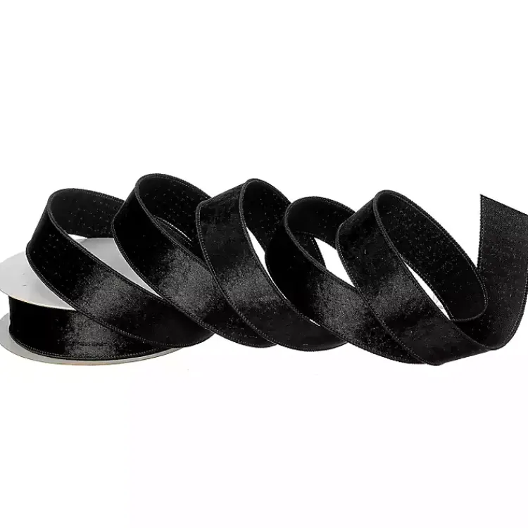 Christmas Decorations>Kirklands Home Velvet Dupioni 10 yard Christmas Ribbon Black