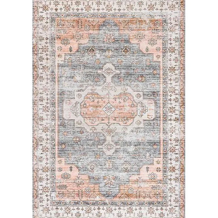 Kirklands Home Black Vintage Motif Washable Area Rug, 8x10 Outlet