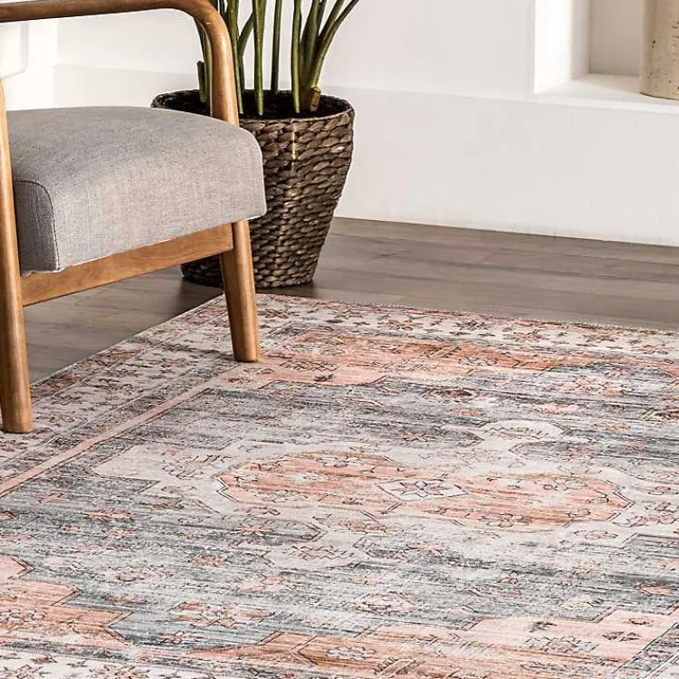 Kirklands Home Black Vintage Motif Washable Area Rug, 8x10 Outlet