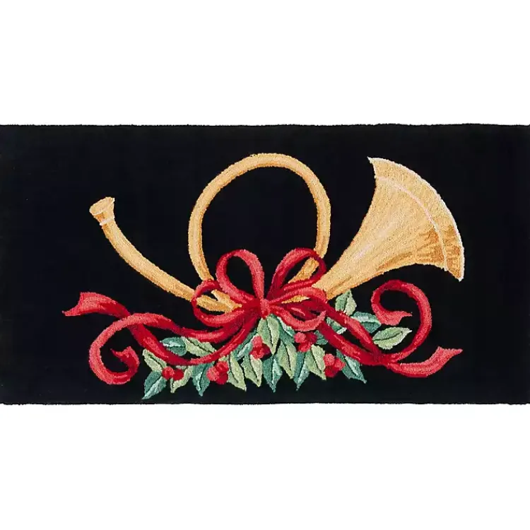 Christmas Decorations>Kirklands Home Black Vintage Poster Hooked Accent Rug, 2x4