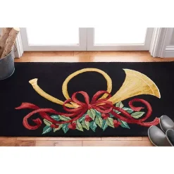 Christmas Decorations>Kirklands Home Black Vintage Poster Hooked Accent Rug, 2x4