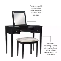 Kirklands Home Virginia Butterfly 2-pc. Vanity Set Black