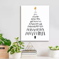 Christmas Art & Wall Decor>Kirklands Home Black Watercolor Christmas Tree Canvas Art Print