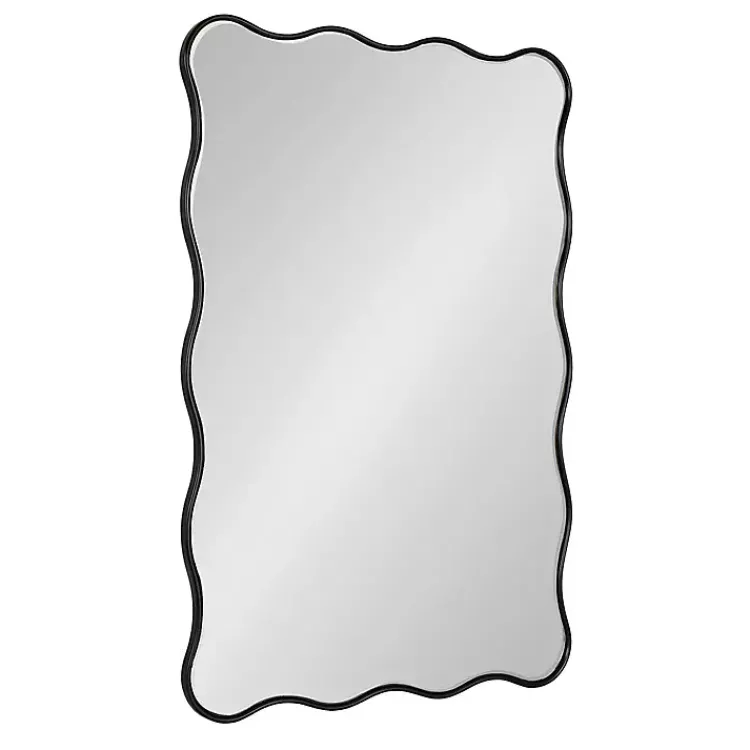 Kirklands Home Black Wavy Beveled Rectangular Wall Mirror Outlet