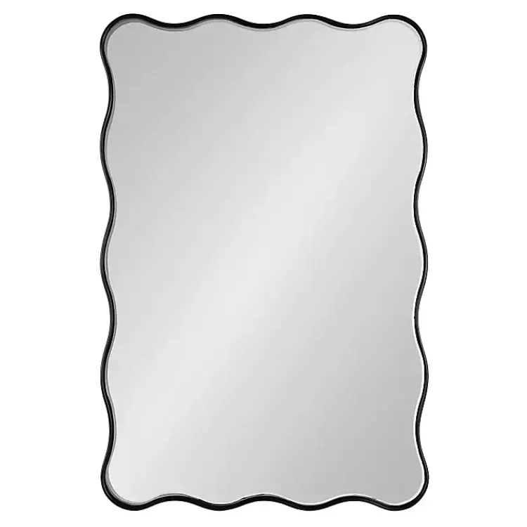 Kirklands Home Black Wavy Beveled Rectangular Wall Mirror Outlet