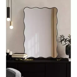 Kirklands Home Black Wavy Beveled Rectangular Wall Mirror Outlet