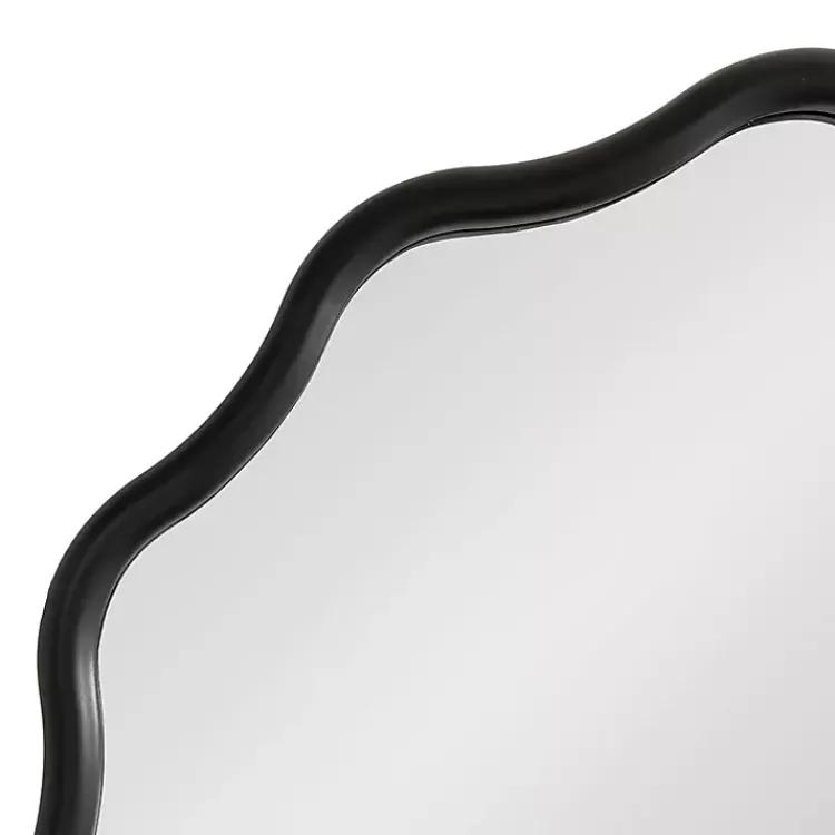 Kirklands Home Wavy Scallop Round Wall Mirror Black New