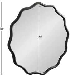 Kirklands Home Wavy Scallop Round Wall Mirror Black New