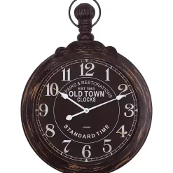 Kirklands Home Black Weathered Iron Frame Round Wall Clock Online