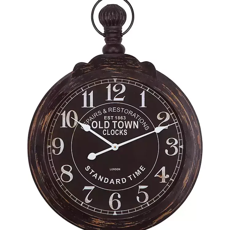 Kirklands Home Black Weathered Iron Frame Round Wall Clock Online