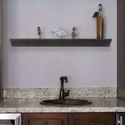 Kirklands Home Black Wedge Wood Large Floating Shelf
