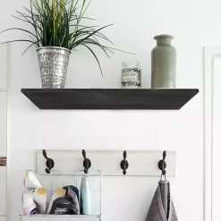 Kirklands Home Black Wedge Wood Small Floating Shelf Sale