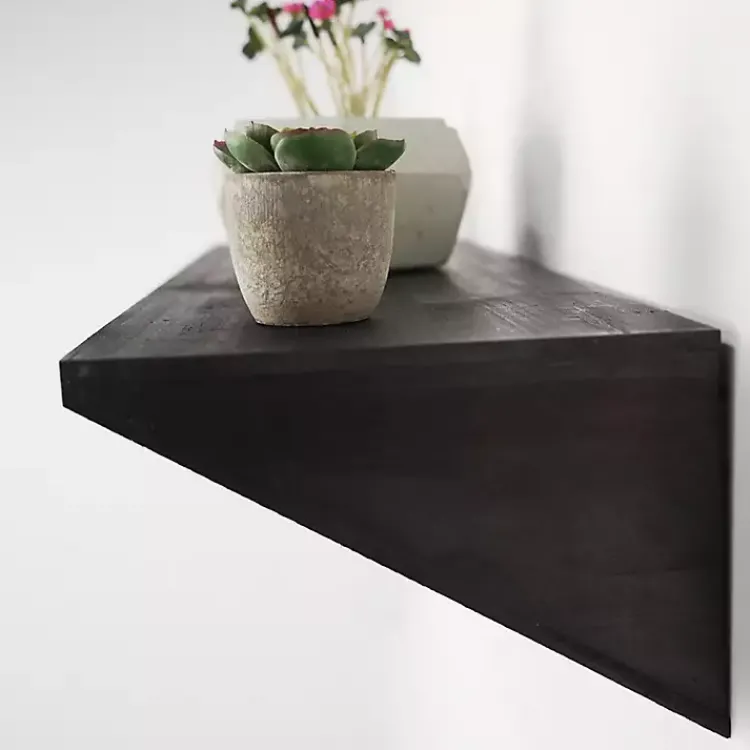 Kirklands Home Black Wedge Wood Small Floating Shelf Sale