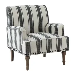 Kirklands Home Black White Stripe Upholstered Accent Chair