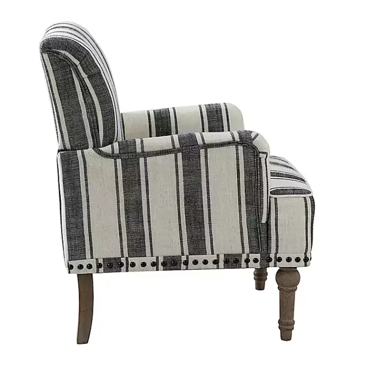Kirklands Home Black White Stripe Upholstered Accent Chair