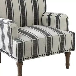 Kirklands Home Black White Stripe Upholstered Accent Chair