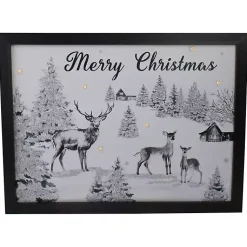 Christmas Art & Wall Decor>Kirklands Home Black White Winter Scene LED Canvas Art Print