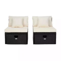 Kirklands Home Black Wicker Chaises with Ottoman, Set of 2 Outlet