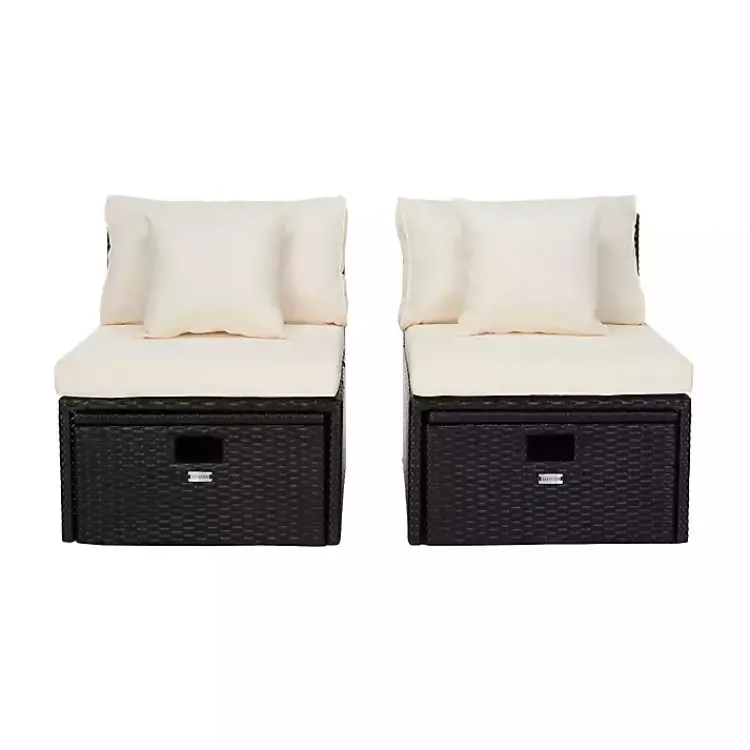 Kirklands Home Black Wicker Chaises with Ottoman, Set of 2 Outlet