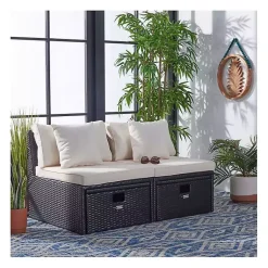 Kirklands Home Black Wicker Chaises with Ottoman, Set of 2 Outlet
